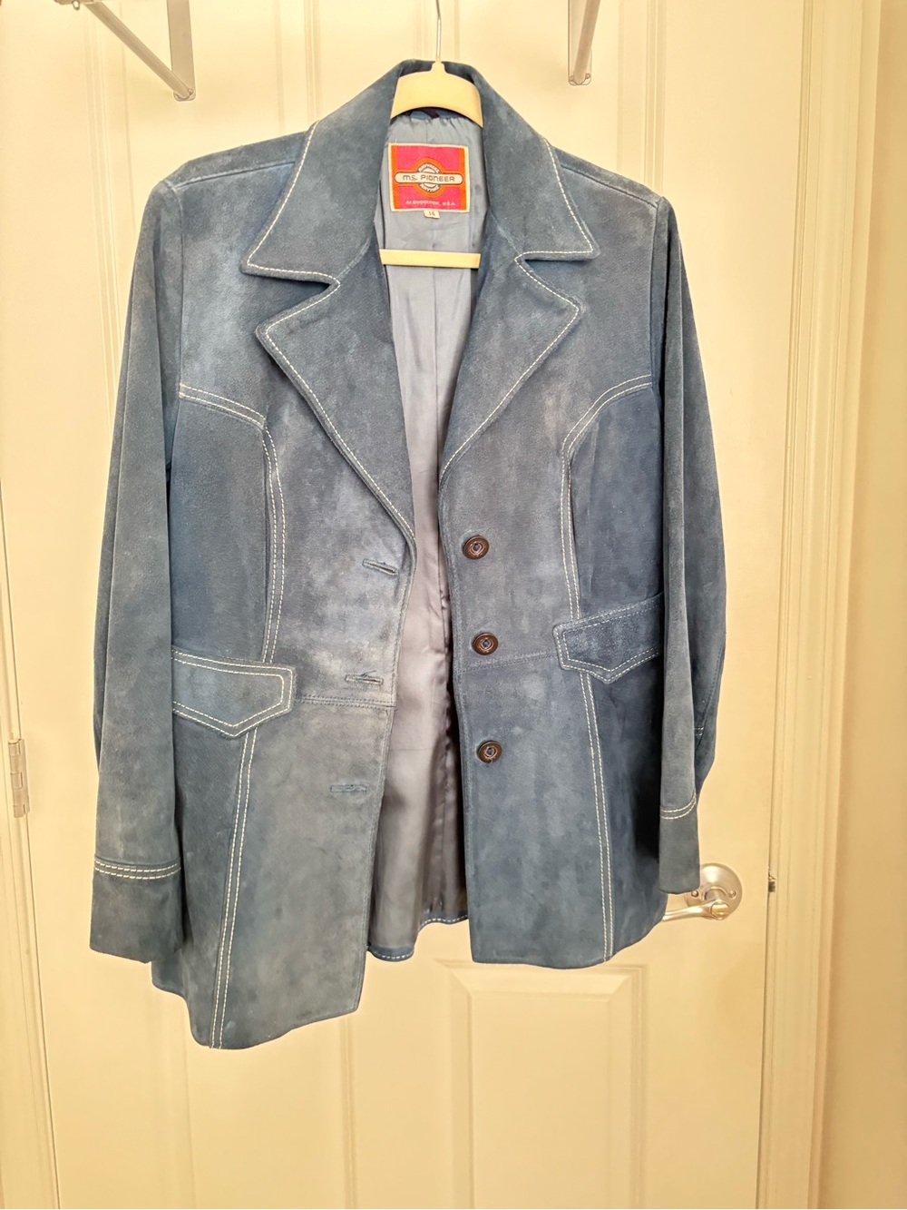 Women's Blue Suede Shirt Jacket - Soft Lightweight Layer